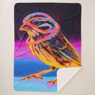 Neon Sparrow with Glowing Accents Sherpa Blanket