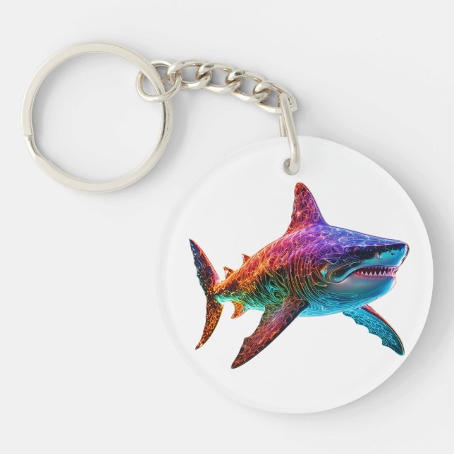 Neon Spectrum Shark Key Ring (Front)