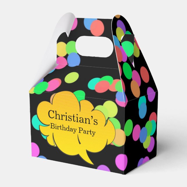 Neon Speech Bubble Birthday Party Favour Box (Front Side)