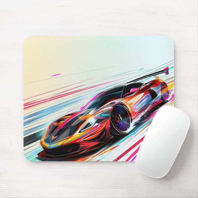 Neon Speed Racer Mouse Pad (With Mouse)