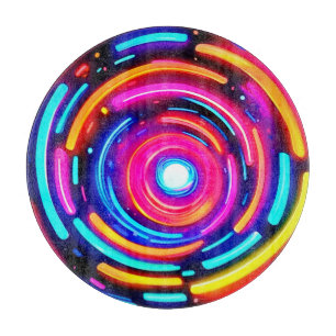 Neon Spiral Light Art Cutting Board