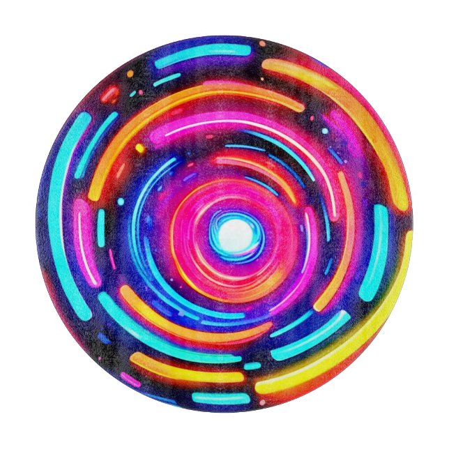 Neon Spiral Light Art Cutting Board (Front)