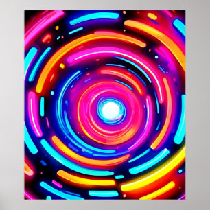 Neon Spiral Light Art Poster