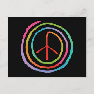 Neon Spiral Peace Symbol II Postcard