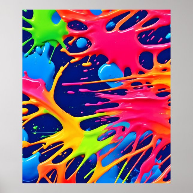 Neon Splatter: Abstract Vibrant Art Poster (Front)