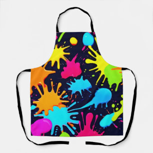 Neon Splatter Art: Vibrant Abstract Expressionism Apron