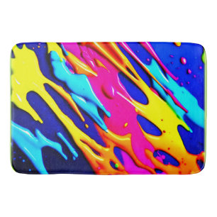 Neon Splatter Design Bath Mat