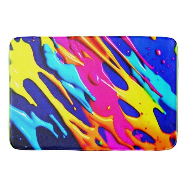 Neon Splatter Design Bath Mat (Front)