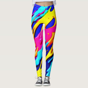Neon Splatter Design Leggings