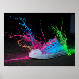 Neon Splatter on a Colourful Sneaker Poster