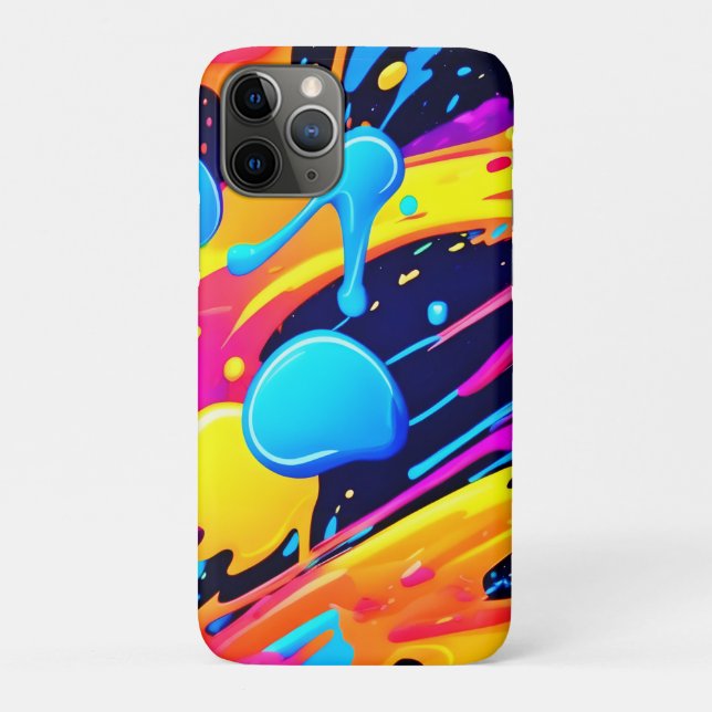 Neon Splatter Paint Art Case-Mate iPhone Case (Back)