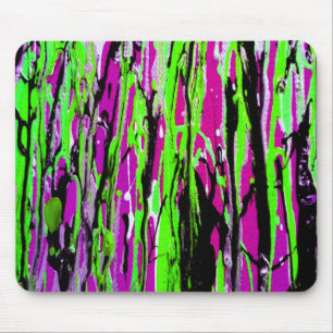 Neon Splatter Paint Purple Green and Black Mouse Pad