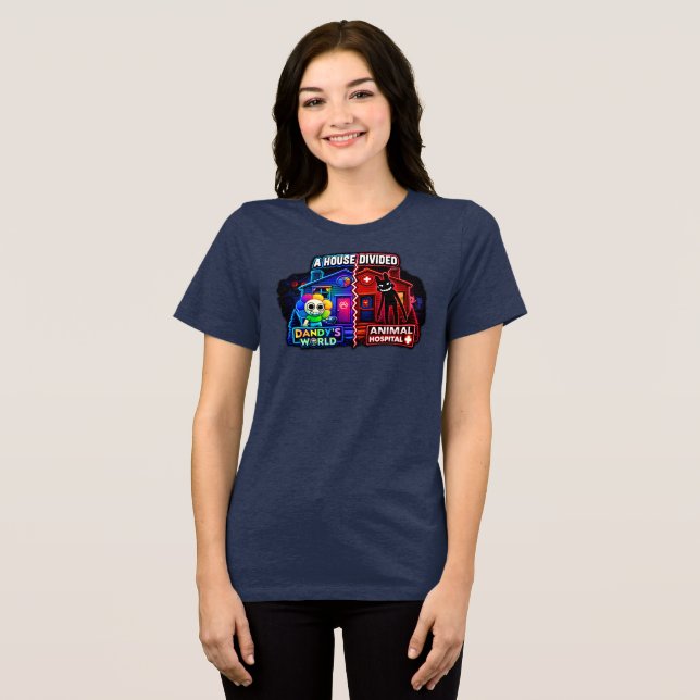 Neon Split‑Panel A House Divided Tri-Blend Shirt (Front Full)
