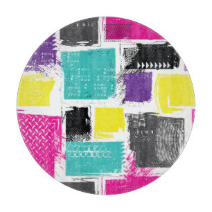 Neon Squares Retro Abstract Pattern Cutting Board