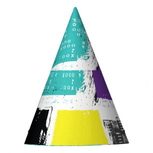 Neon Squares Retro Abstract Pattern Party Hat
