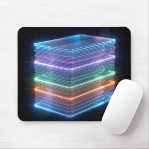 Neon Stacked Blocks with Edges Mouse Pad