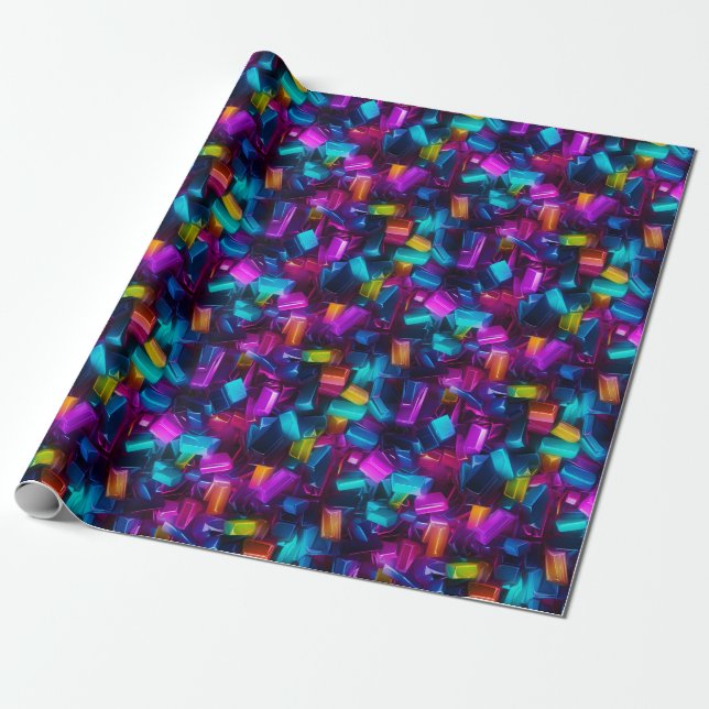 Neon Stained Glass Magic Wrapping Paper (Unrolled)