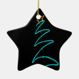 neon star tree ceramic ornament