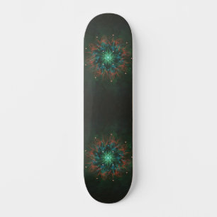 Neon Starburst Fractal – Glowing Green and Electri Skateboard