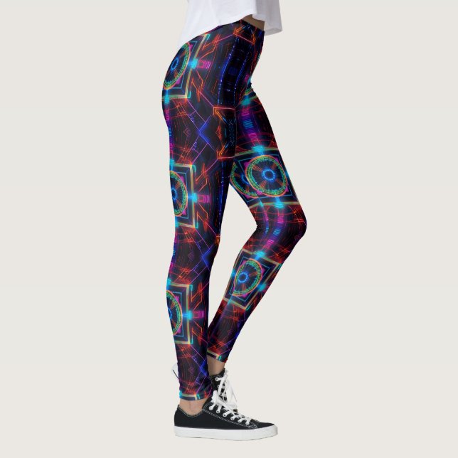 Neon Starburst Kaleidoscope Leggings (Right)