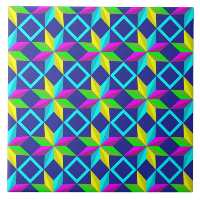 neon stars ceramic tile  (Front)