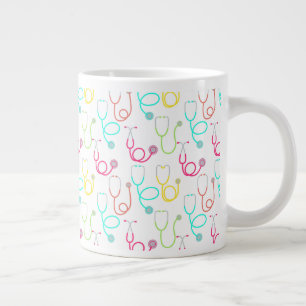 Neon Stethoscope Pattern Large Coffee Mug