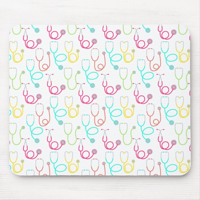 Neon Stethoscope Pattern Mouse Pad (Front)