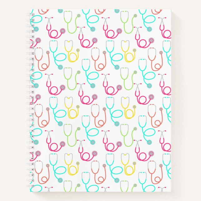 Neon Stethoscope Pattern Notebook (Front)