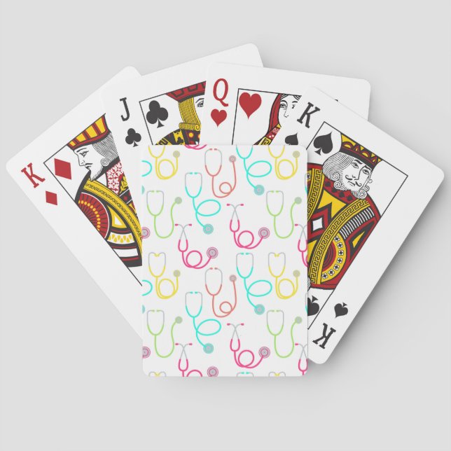 Neon Stethoscope Pattern Playing Cards (Back)