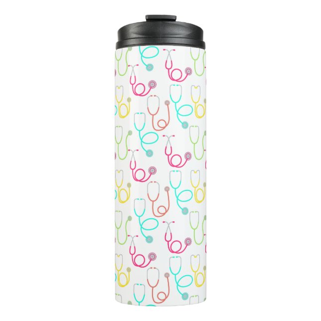 Neon Stethoscope Pattern Thermal Tumbler (Front)