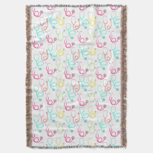 Neon Stethoscope Pattern Throw Blanket