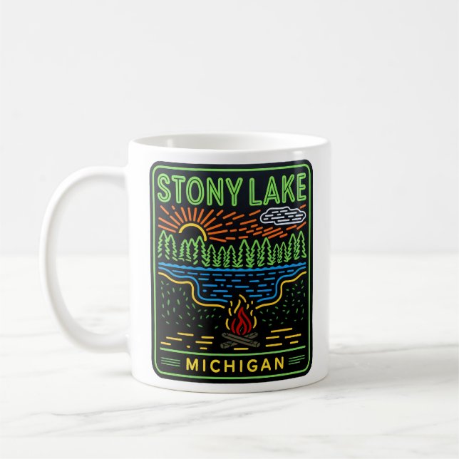 Neon Stoney Lake Michigan  Coffee Mug (Left)