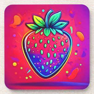 Neon Strawberry Pop Coaster