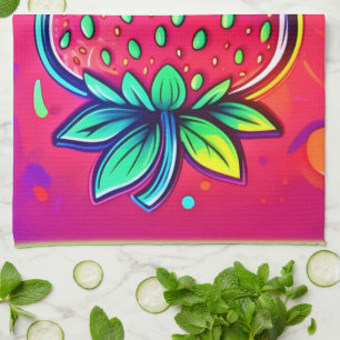 Neon Strawberry Pop Tea Towel