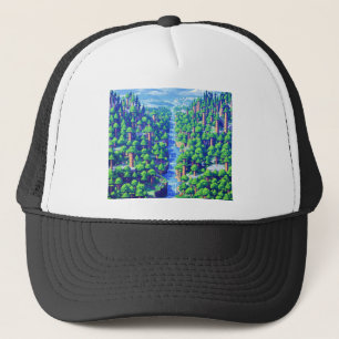 Neon Stream: Flow Through the Circuitwood Trucker Hat