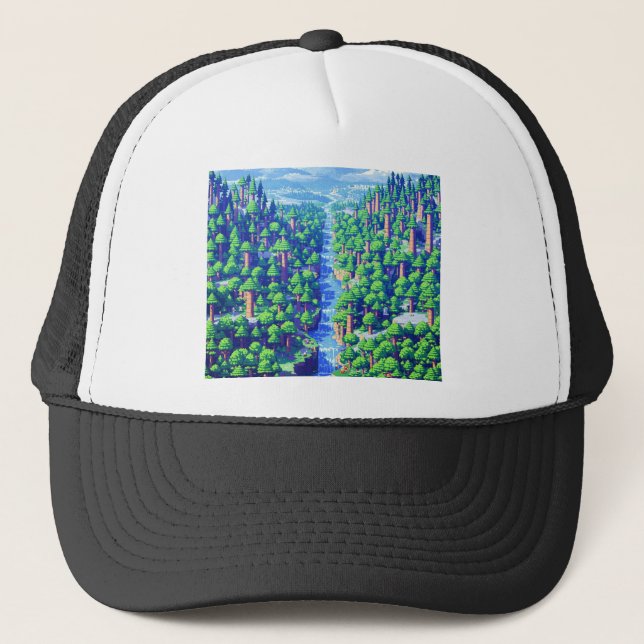 Neon Stream: Flow Through the Circuitwood Trucker Hat (Front)