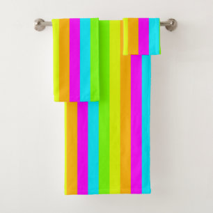 Neon Stripes Bathroom Towel Set