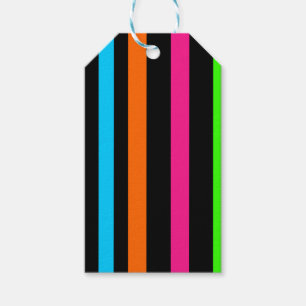 Neon stripes gift tags