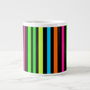 Neon stripes large coffee mug