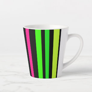 Neon stripes latte mug