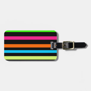 Neon stripes luggage tag