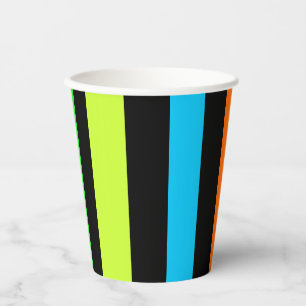 Neon stripes paper cups