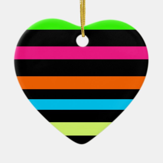 Neon Stripes Pattern Ceramic Tree Decoration (Front)