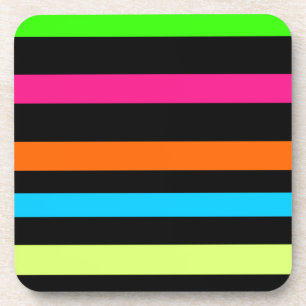 Neon Stripes Pattern Coaster
