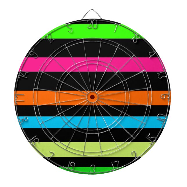 Neon Stripes Pattern Dartboard (Front)
