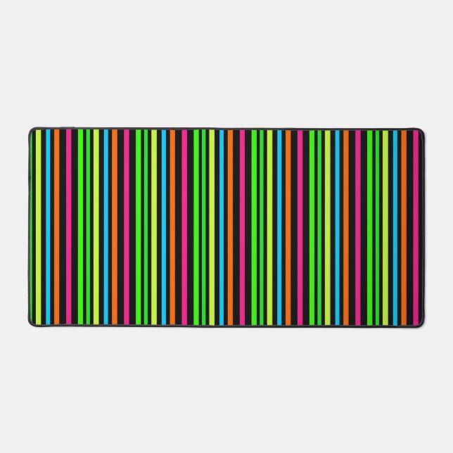 Neon Stripes Pattern Desk Mat (Front)