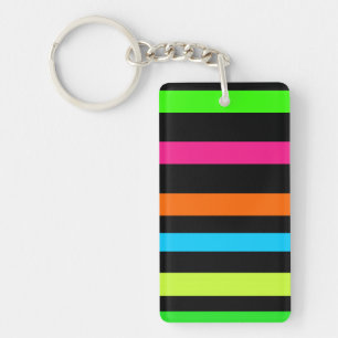 Neon Stripes Pattern Key Ring