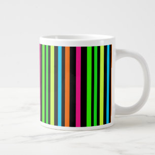 Neon Stripes Pattern Large Coffee Mug