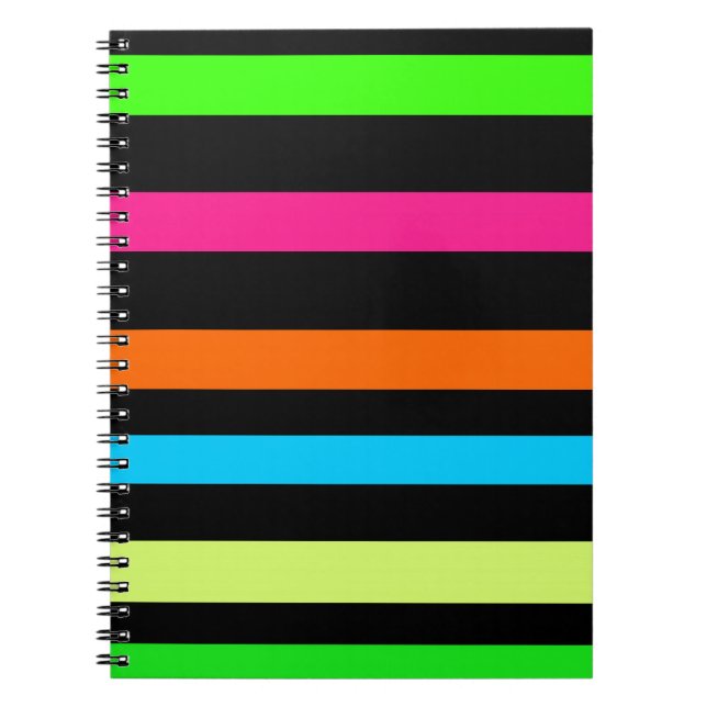 Neon Stripes Pattern Notebook (Front)