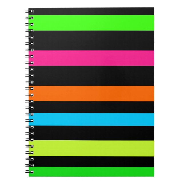 Neon Stripes Pattern Notebook (Front)